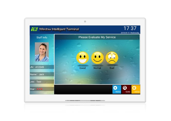 Tablette basée sur le WEB de retour d'évaluation de client d'écran tactile de 10,1 pouces de banque