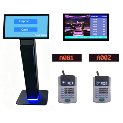Solution de gestion des files d'attente (QMS) avec kiosque à écran tactile et unité d'affichage à LED